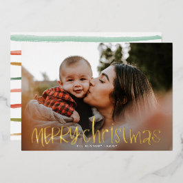 Klassieke kerstfoto folie feestdagenkaart