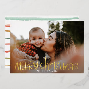 Klassieke kerstfoto folie feestdagenkaart