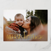 Klassieke kerstfoto folie feestdagenkaart (Voorkant)