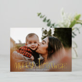 Klassieke kerstfoto folie feestdagenkaart (Staand Voorkant)