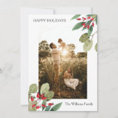 Klassieke kerstfoto Foto met botanische kerstcadea Feestdagenkaart (Voorkant)