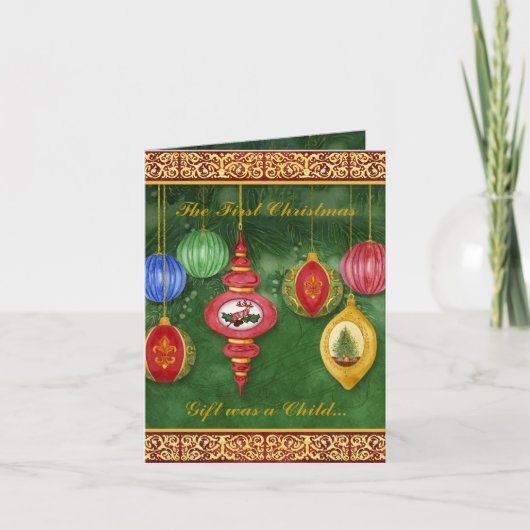 Klassieke Kerstfoto Geboorteaankondiging Feestdagen Kaart (Voorkant)