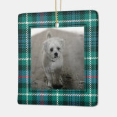 Klassieke kerstfoto met Tartan Pset Keramisch Ornament (Links)
