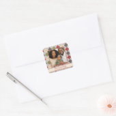 Klassieke kerstfoto van Argyle Tinsel Holiday Vierkante Sticker (Envelop)