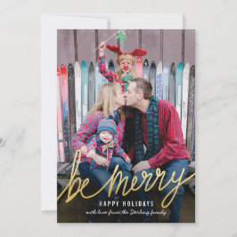 Klassieke kerstfotokaarten met gouden ritten feestdagenkaart