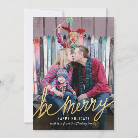 Klassieke kerstfotokaarten met gouden ritten feestdagenkaart (Voorkant)