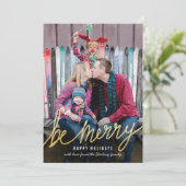 Klassieke kerstfotokaarten met gouden ritten feestdagenkaart (Staand voorkant)