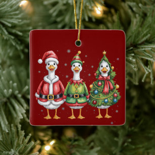 Klassieke Kerstgans Sinterklaas Eend Grappige Gans Keramisch Ornament