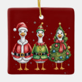 Klassieke Kerstgans Sinterklaas Eend Grappige Gans Keramisch Ornament (Voorkant)