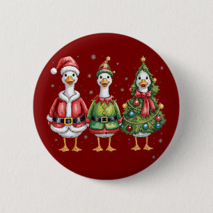 Klassieke Kerstgans Sinterklaas Eend Grappige Gans Ronde Button 5,7 Cm
