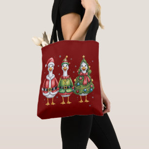 Klassieke Kerstgans Sinterklaas Eend Grappige Gans Tote Bag