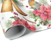 Klassieke kerstgouden cellen en vogelpatronen cadeaupapier (Rol Hoek)