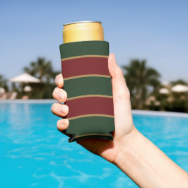Klassieke Kerstgroen en Rood met Gouden Afwerking Seltzer Blikjeskoeler