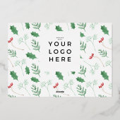 Klassieke kerstgroene GOLD JOY Business LOGO Folie Feestdagenkaart (Achterkant)