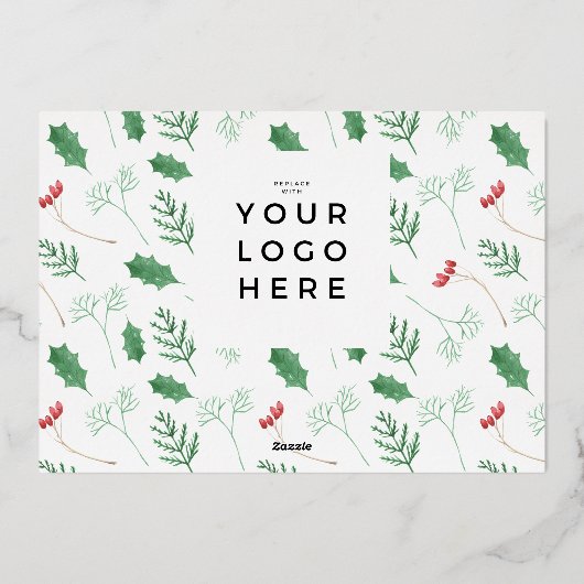 Klassieke kerstgroene GOLD JOY Business LOGO Folie Feestdagenkaart (Achterkant)