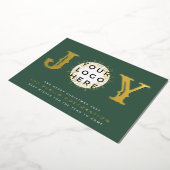 Klassieke kerstgroene GOLD JOY Business LOGO Folie Feestdagenkaart (Gedraaid)