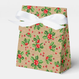 Klassieke Kerstgroene Hulst Rode Bessen Bedankdoosjes