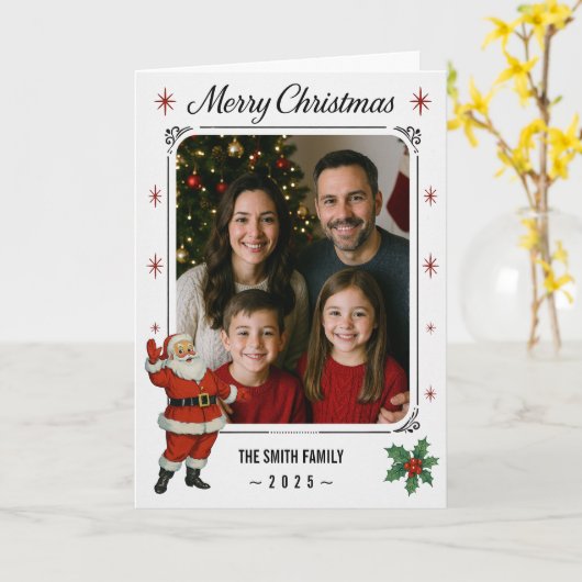 Klassieke kerstgroet met aangepaste foto kaart (Gele Bloem)