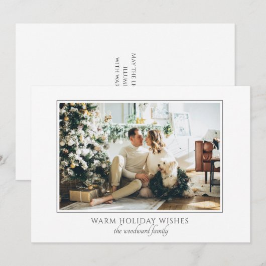 Klassieke kerstgroet met familiefoto feestdagenkaart (Voorkant / Achterkant)