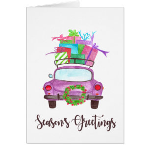 Klassieke kerstgroet waterverf auto