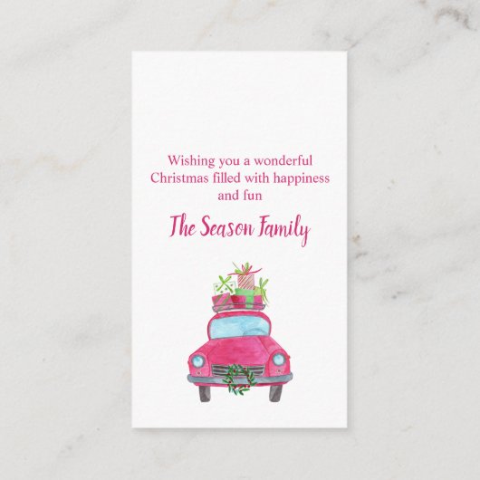 Klassieke kerstgroet waterverf auto informatiekaartje (Achterkant)