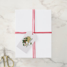 Klassieke kerstgroeten cadeaulabel