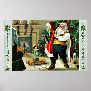 Klassieke kerstgroeten poster