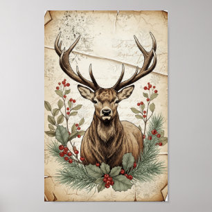 Klassieke Kerstherten Decoupage Kunst Poster