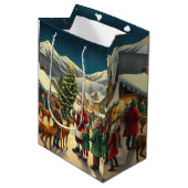 Klassieke Kerstillustratie Medium Cadeauzakje (Voorkant Gekanteld)