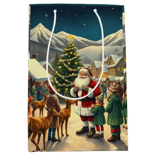 Klassieke Kerstillustratie Medium Cadeauzakje (Voorkant)