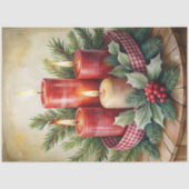Klassieke kerstkaarsen dennenkrans tissuepapier (Voorkant)