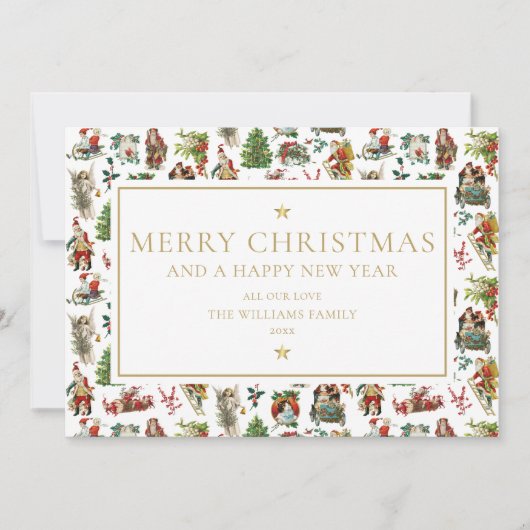 Klassieke Kerstkaart Elegant Goud (Voorkant)