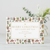 Klassieke Kerstkaart Elegant Goud Kerstfeest (Staand voorkant)