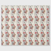 Klassieke Kerstkaart Hond & Kat  Rood & Zwart  Cadeaupapier (Vlak)