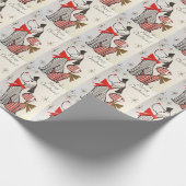 Klassieke Kerstkaart Hond & Kat  Rood & Zwart  Cadeaupapier (Hoek)