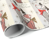 Klassieke Kerstkaart Hond & Kat  Rood & Zwart  Cadeaupapier (Rol Hoek)