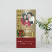 Klassieke kerstkaart in rood en goud (Staand voorkant)