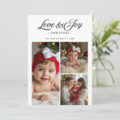 Klassieke kerstkaart 'Liefde & Vreugde'3 Familiefo (Staand voorkant)