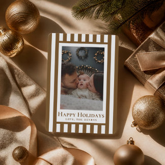 Klassieke kerstkaart met familiefoto en strepen