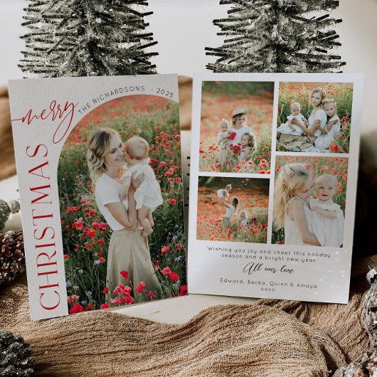 Klassieke Kerstkaart met Gebogen Foto Kaart