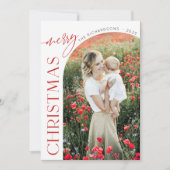 Klassieke Kerstkaart met Gebogen Foto Kaart (Voorkant)