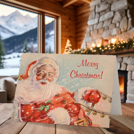 Klassieke Kerstkaart met Kerstman op slee-rit Feestdagen Kaart
