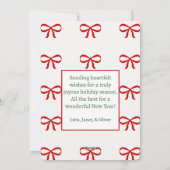 Klassieke Kerstkaart met Rode Strik Versiering en (Achterkant)