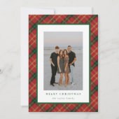 Klassieke Kerstkaart met Rood en Groen Plaid Desin (Voorkant)