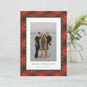 Klassieke Kerstkaart met Rood en Groen Plaid Desin (Staand voorkant)