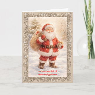 Klassieke Kerstkaart met vrolijke Kerstman Kaart