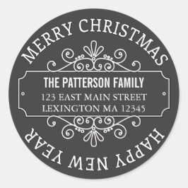 Klassieke kerstkaart ronde sticker