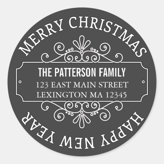 Klassieke kerstkaart ronde sticker (Voorkant)