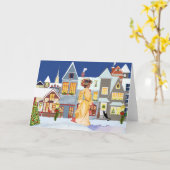 Klassieke Kerstkaart van Afro-Amerikanen Kaart (Gele Bloem)