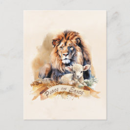 Klassieke kerstkaarten met Leeuw en Lam Briefkaart